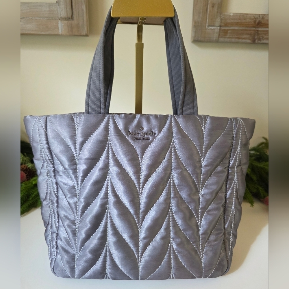 Kate Spade New York Ellie Small Quilted Tote/Crossbody In Silver - Picture 2 of 11